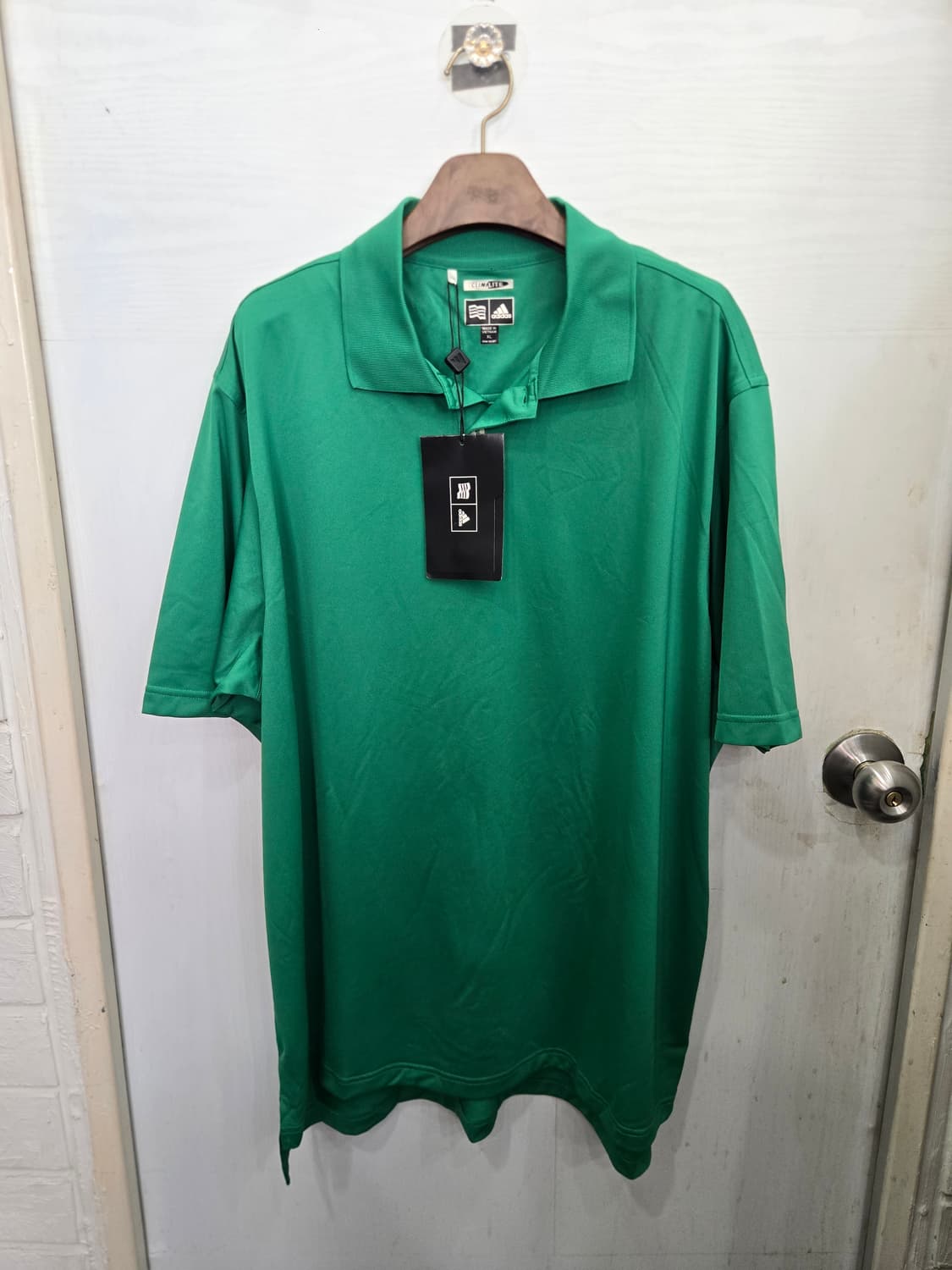 105,XL,택있는 새상품)) adidas 아디다스 그린 카라 반팔티셔츠 상품이미지1