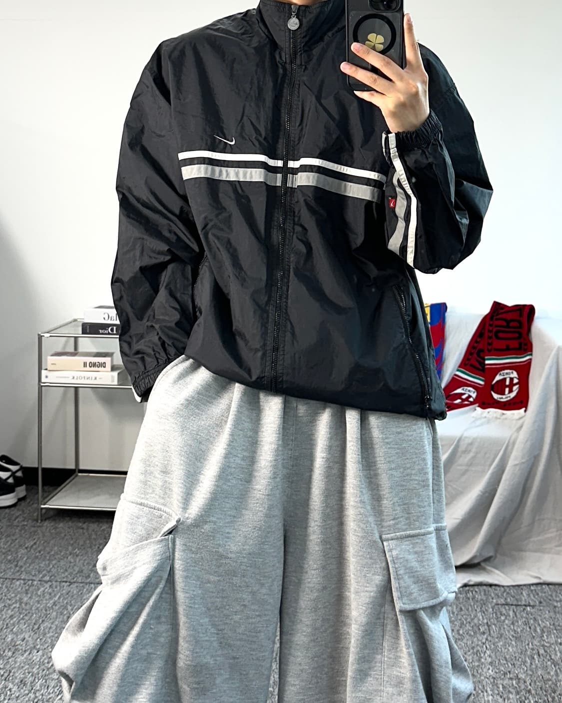 나이키 블랙 올드스쿨 바람막이 M 상품이미지3