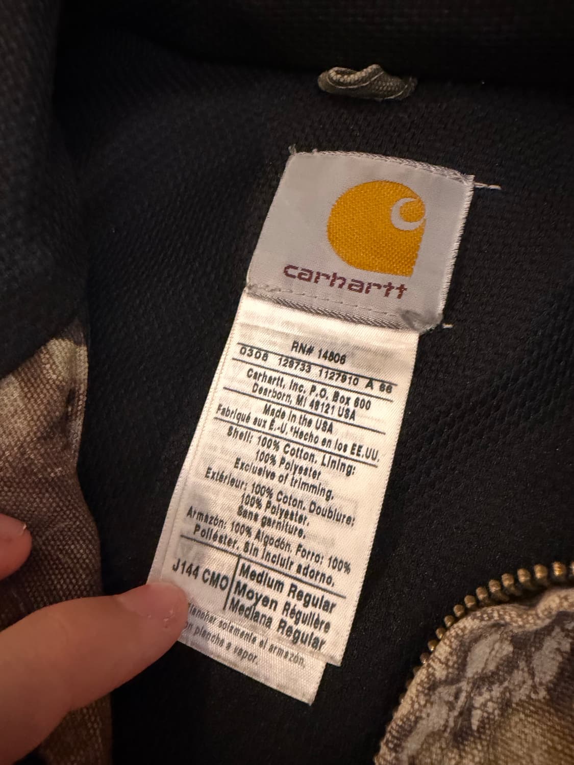 칼하트 가죽탭 리얼트리 액티브 워크자켓 J144 카모 상품이미지7