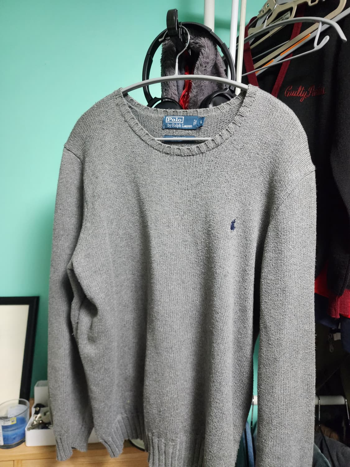 폴로 랄프로렌 멜란지 그레이 라운드 니트 L사이즈 상품이미지1