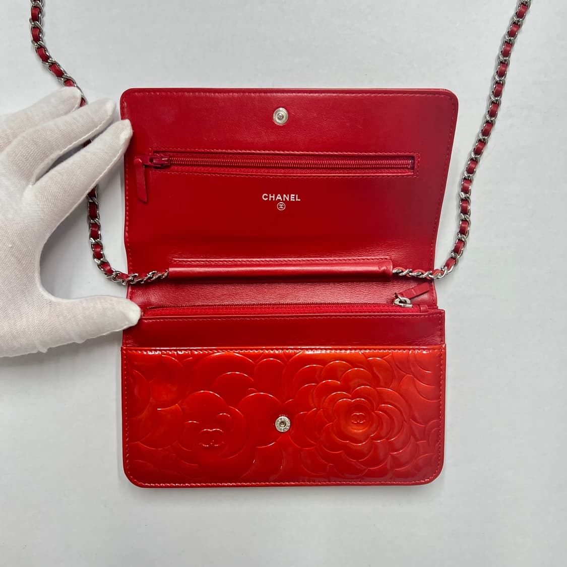 샤넬 레드 까멜리아 페이턴트 woc. 웍 카멜리아 상품이미지7