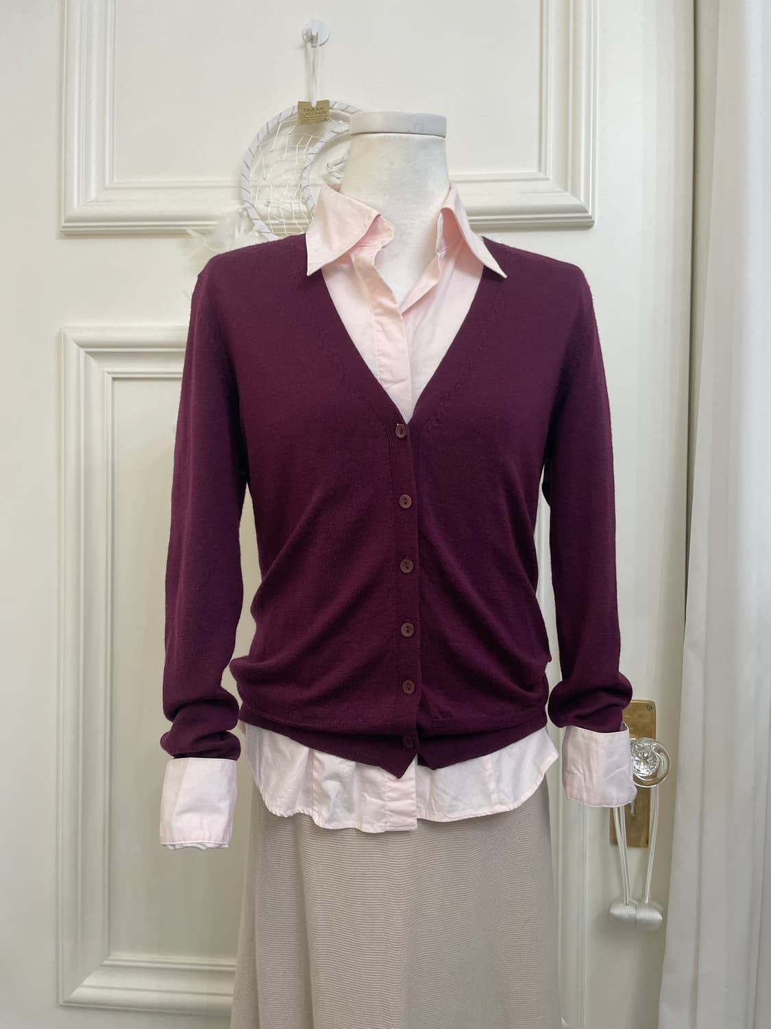 wine basic cardigan&coral pink basic shi 상품이미지1