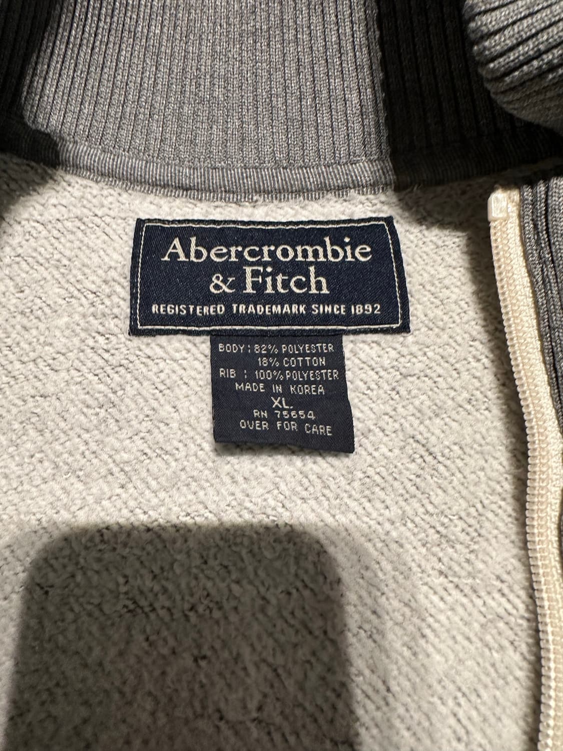 아베크롬비 빈티지 Y2K 그레이 기모 트랙탑 져지 XL 상품이미지3