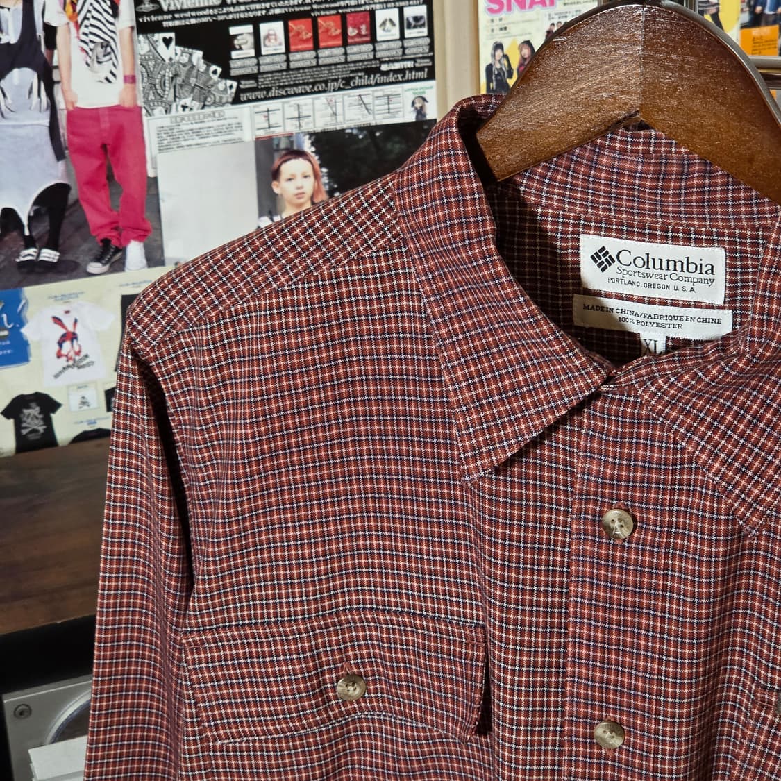 컬럼비아 레드 잔체크 아메카지 오버핏 셔츠 상품이미지3
