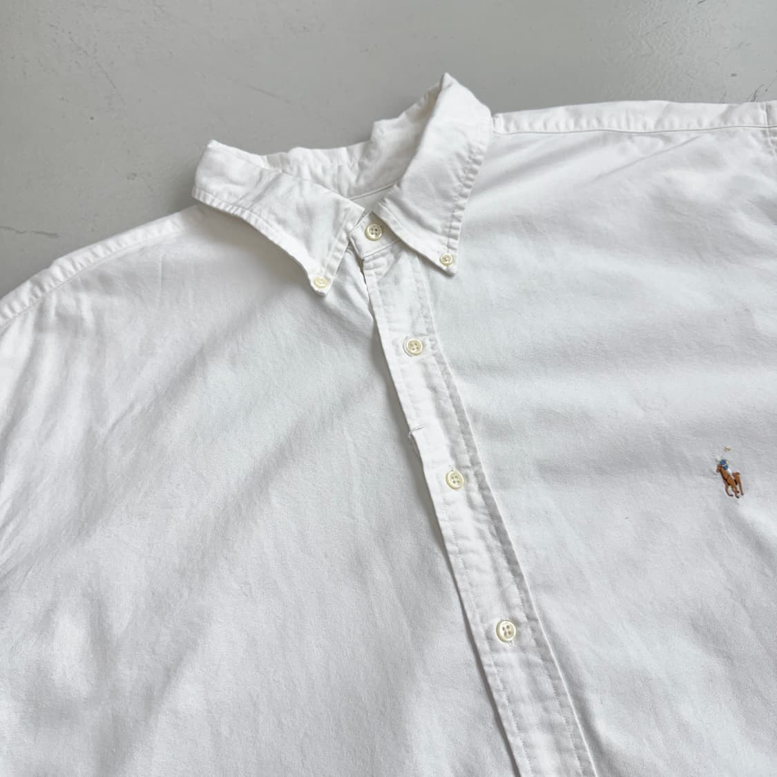 폴로 빅사이즈 포니 솔리드 화이트 옥스포드 반팔 셔츠 상품이미지3