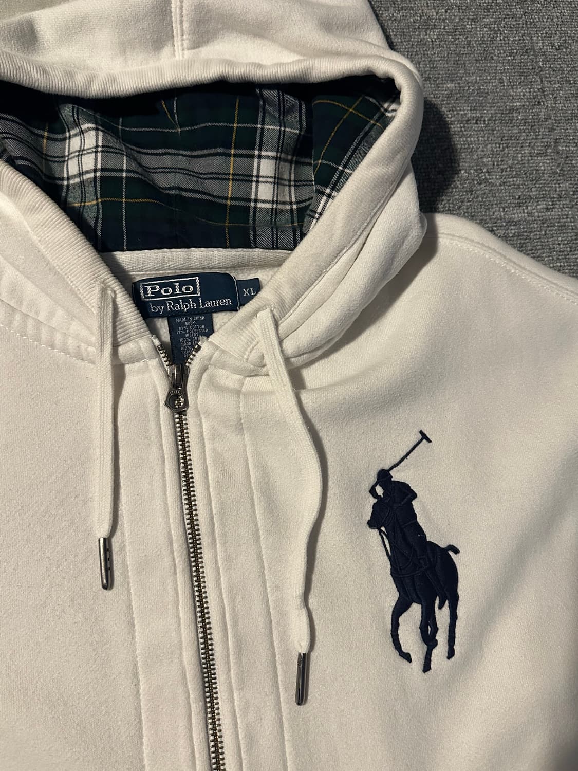 폴로 빅포니 화이트 체크 후드집업 상품이미지2