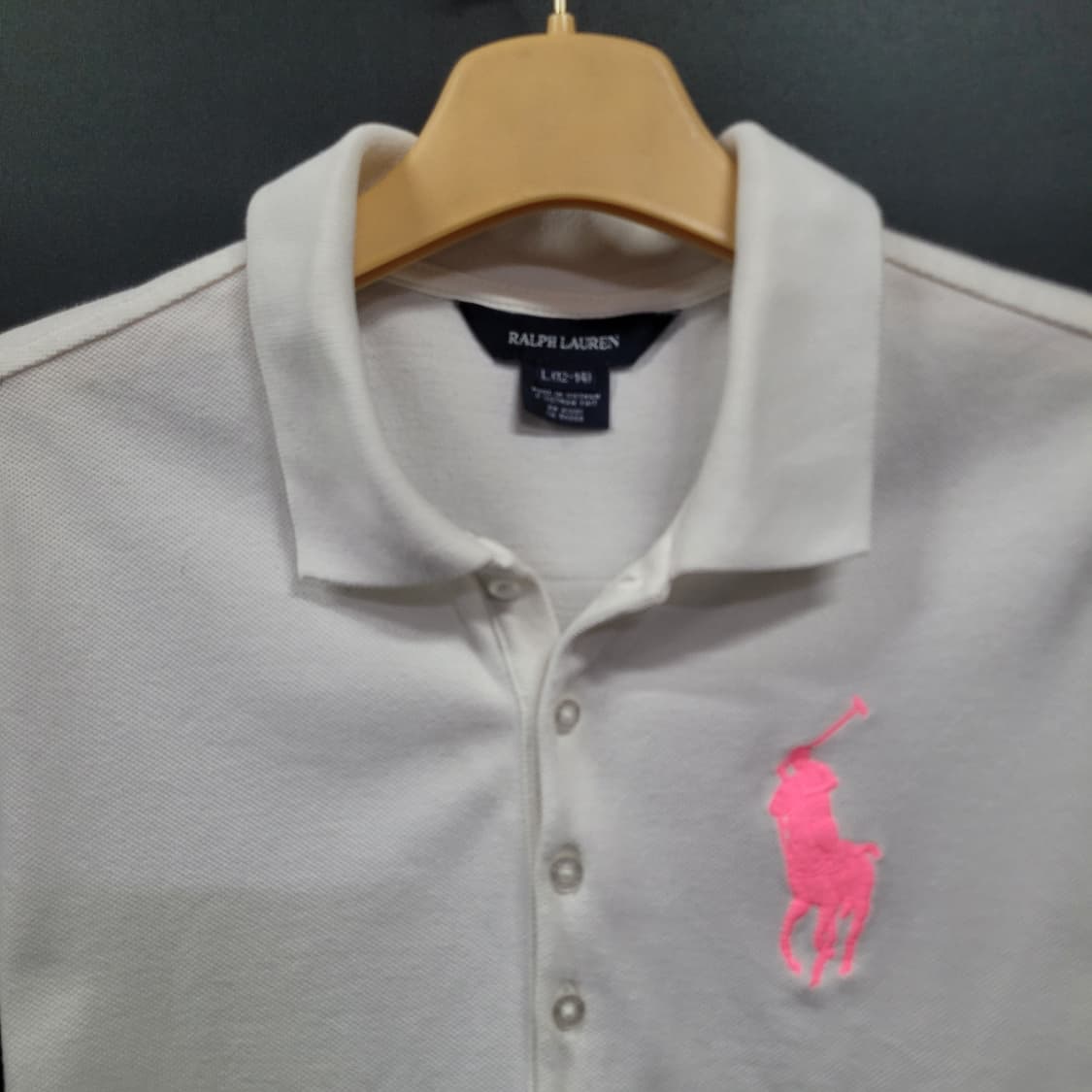 Ralph Lauren 랄프로렌 화이프 핑크 자수로고 빅포니 셔츠 상품이미지2