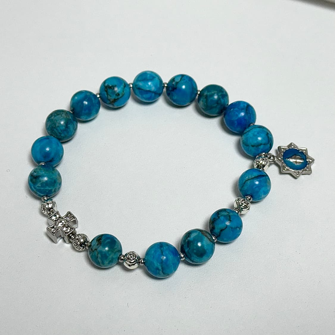 (핸드메이드) 천연석 터키석 기적패 묵주팔찌 상품이미지2