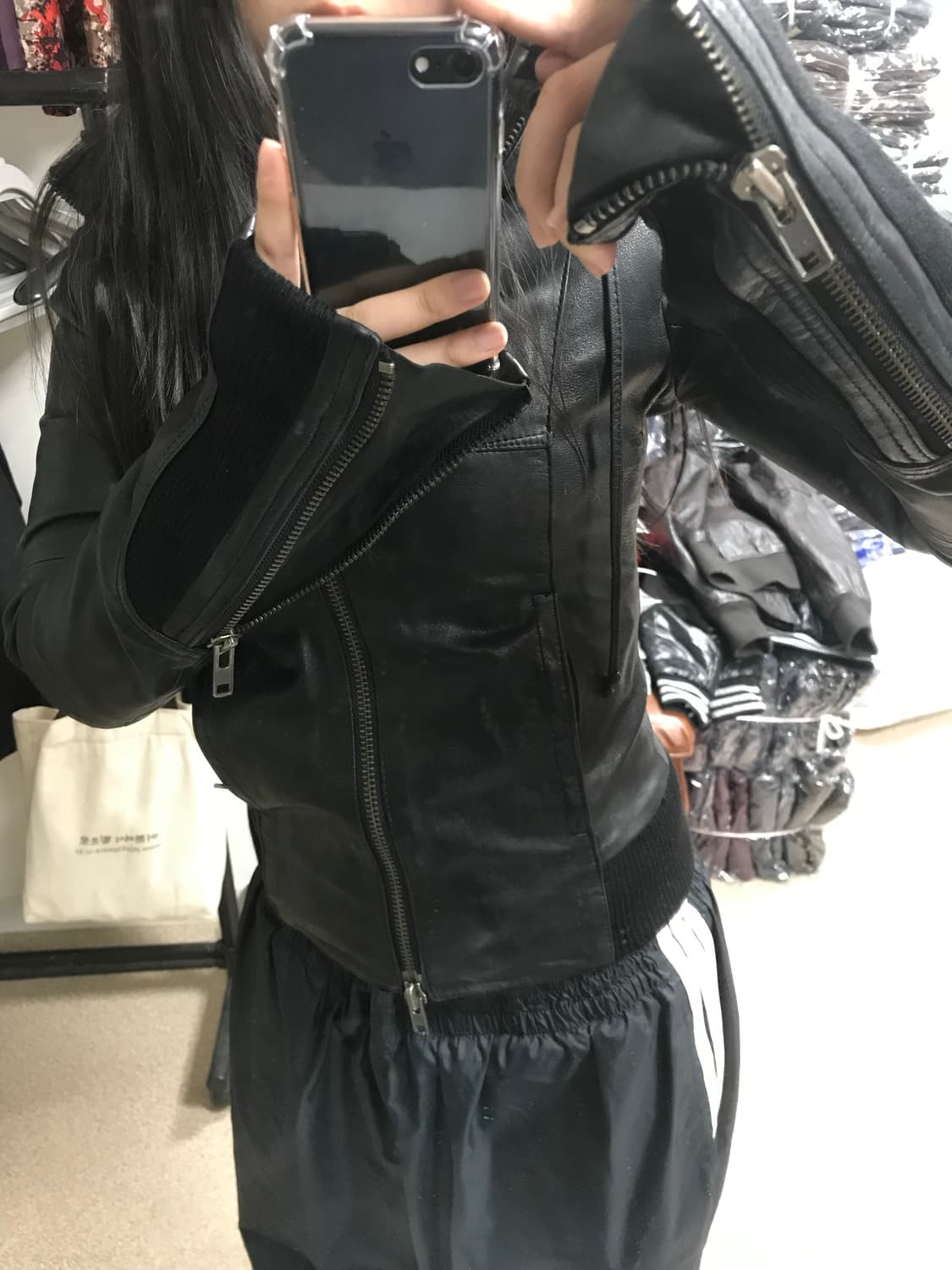 빈티지 후드 가죽 자켓 상품이미지4