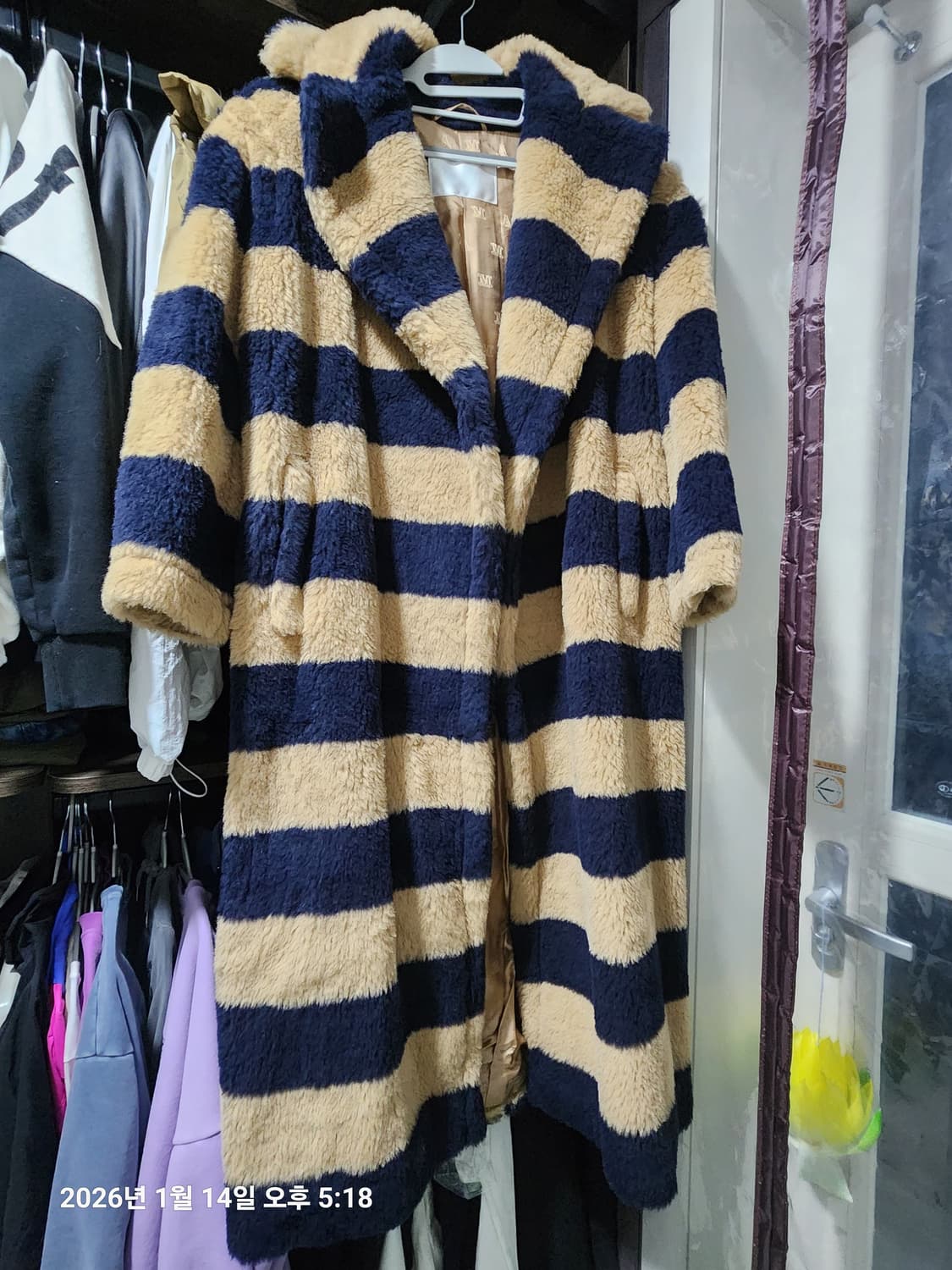 막스마라 테디베어 스트라이프 아이콘 롱코트34(55반정도) 상품이미지4