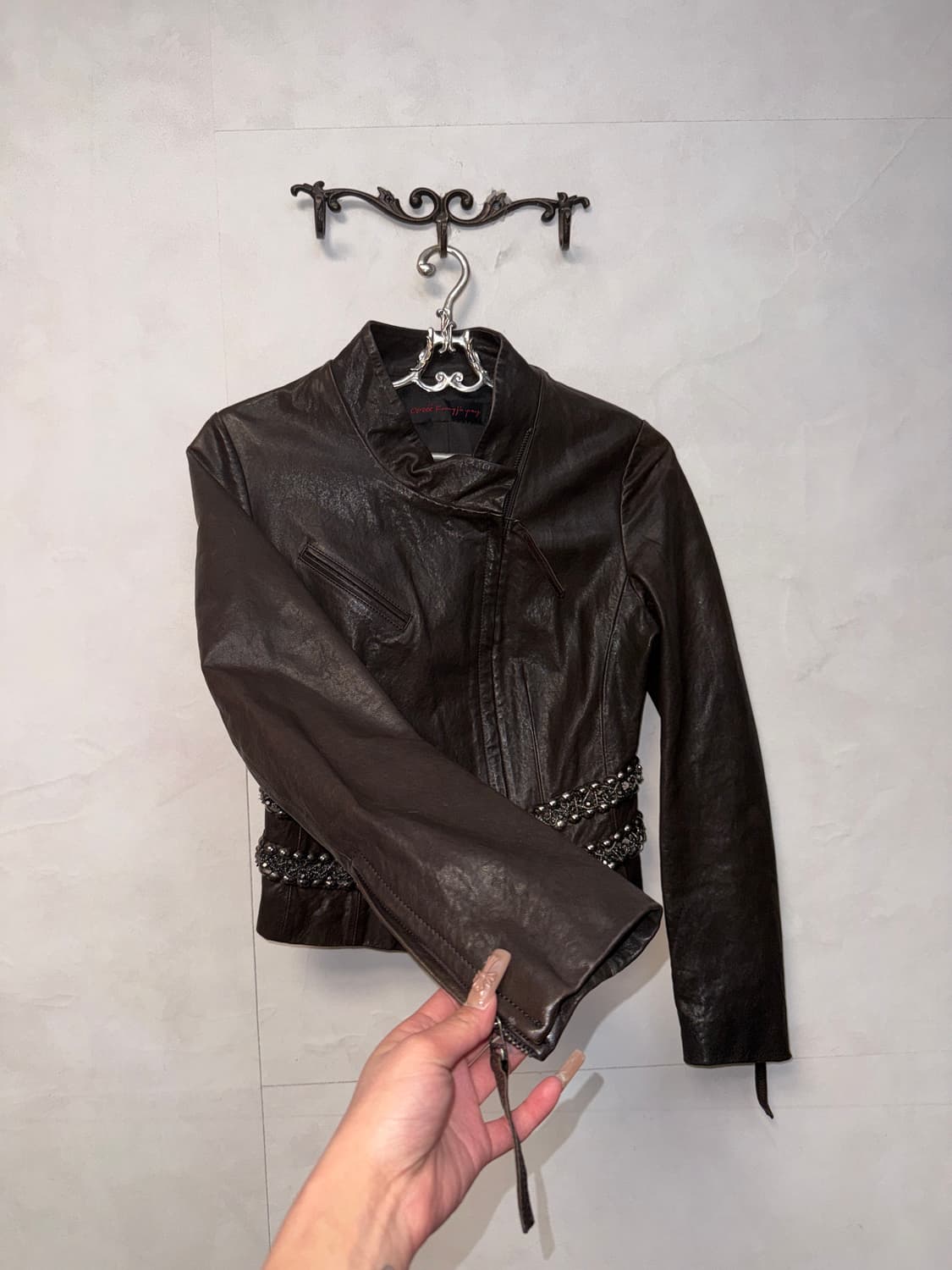 OBZEE brown lamb skin stud two way jk 상품이미지3