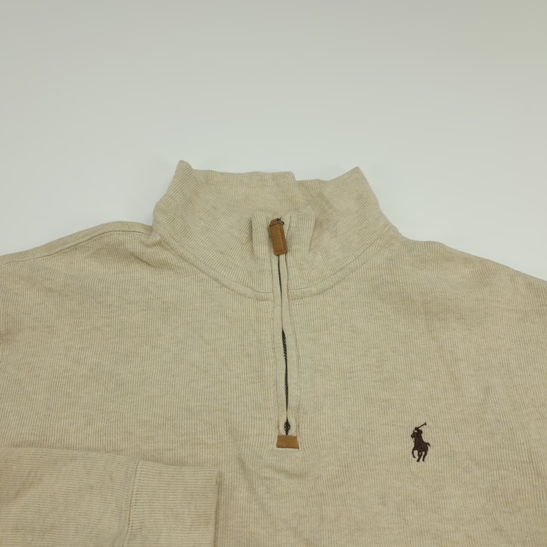 CN666 M 폴로 랄프로렌 오트밀베이지 하프집업 긴팔 니트 스웨터 상품이미지3