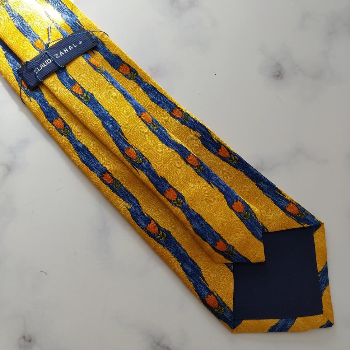 클루디 다날 실크 플라워 스트라이프 넥타이 8.7cm 새제품 K1304
 상품이미지9