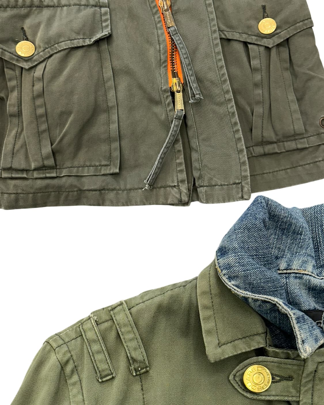 디스퀘어드2 05SS 데님 레이어드 밀리터리 자켓 올리브 상품이미지8