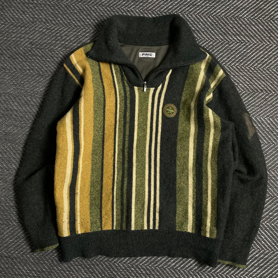 PING 스트라이프 니트 카라 하프 반 집업 y 4914 상품이미지2