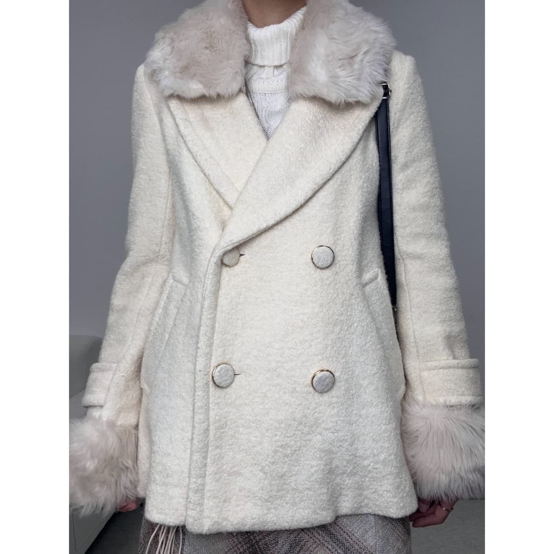 빈티지 화이트 아이보리 더블 코트 상품이미지1