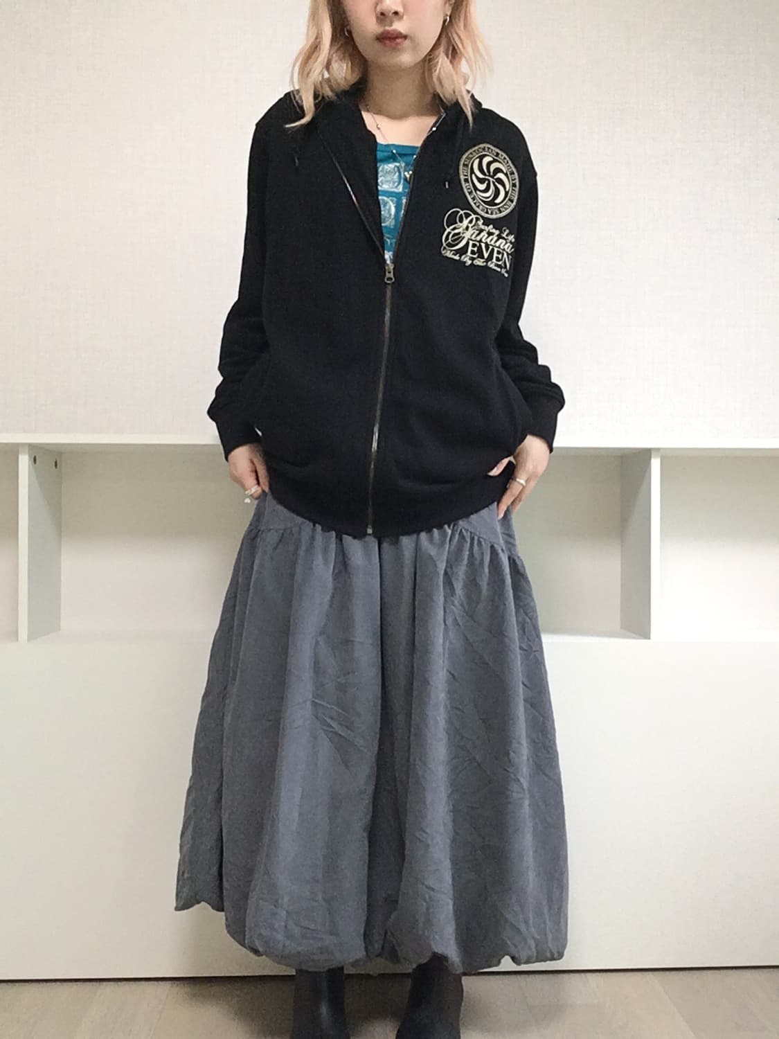 jpn vintage gray shirring long skirt 상품이미지8