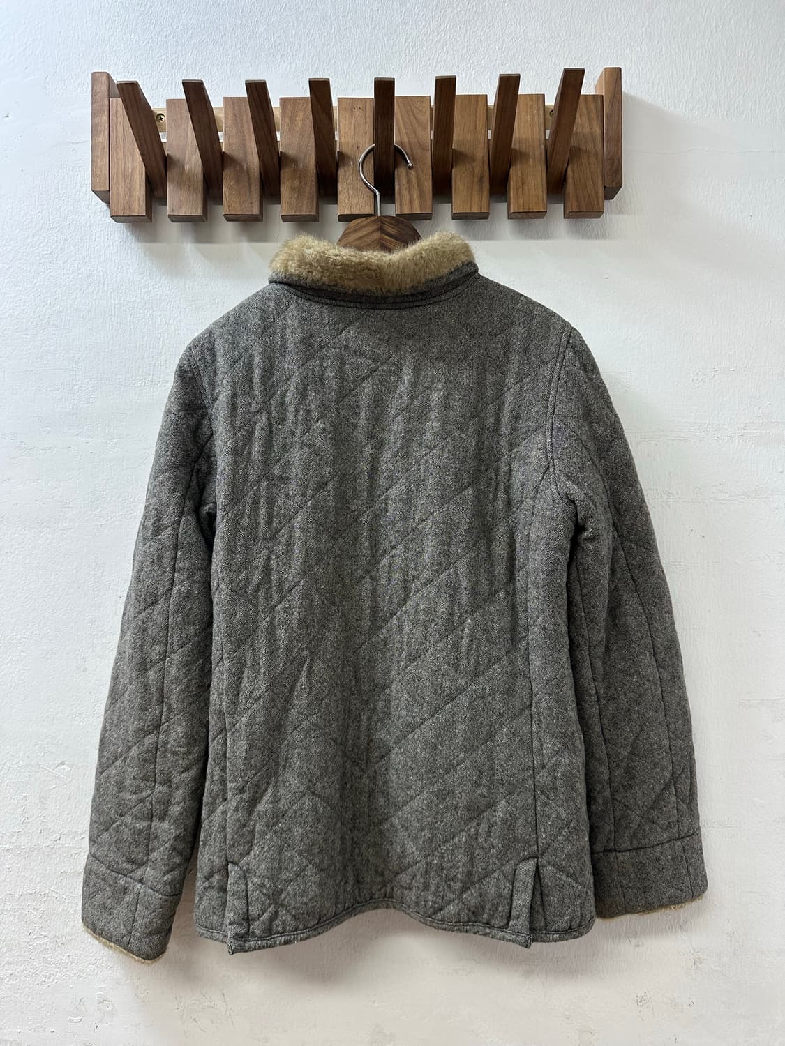 일본빈티지 Sunny Clouds 울 혼방 퍼 트리밍 퀼팅 코트 상품이미지5