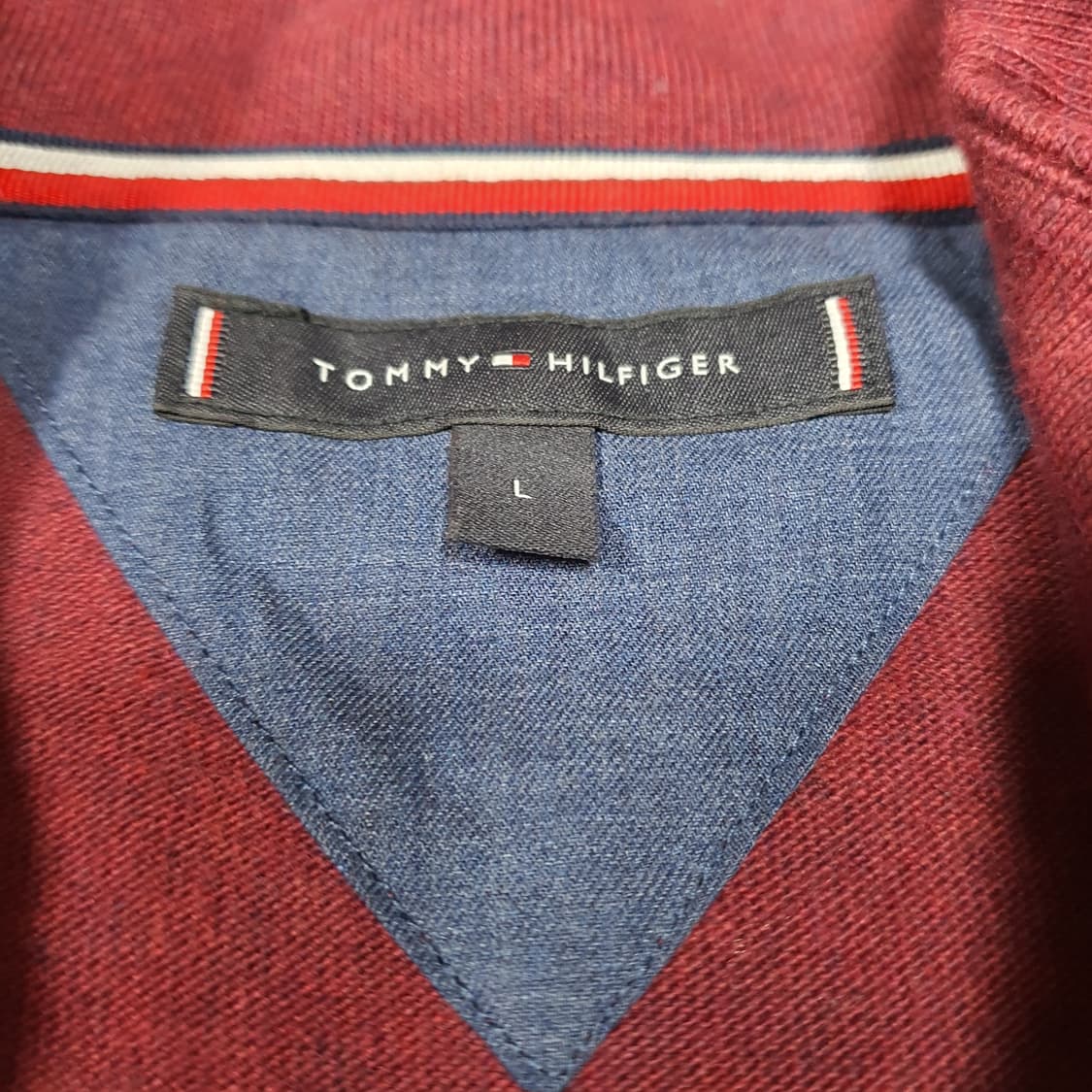 ✨ (바배) 타미 힐피거 버건디 니트 반집업 상품이미지3