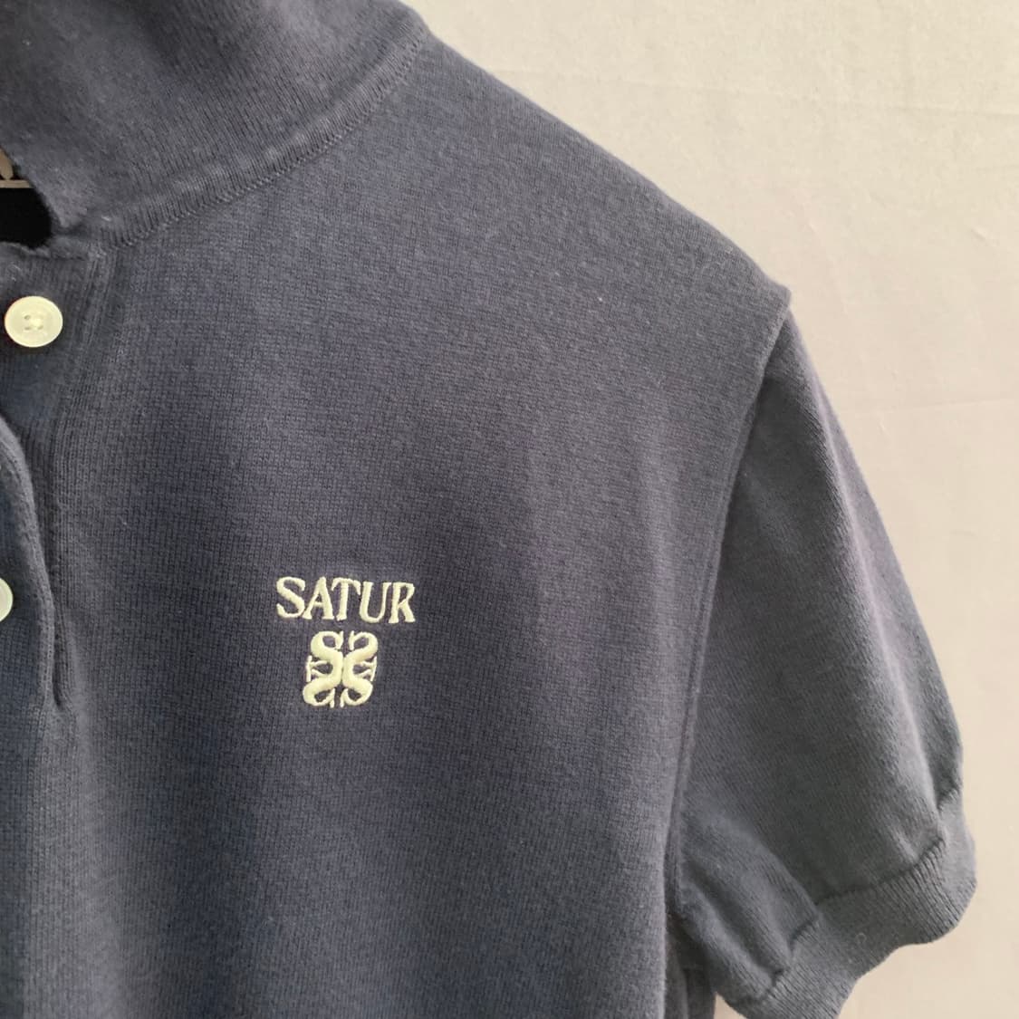 S SATUR 세터 여성 파인 하프 피케 니트 반팔 카라티 상품이미지3