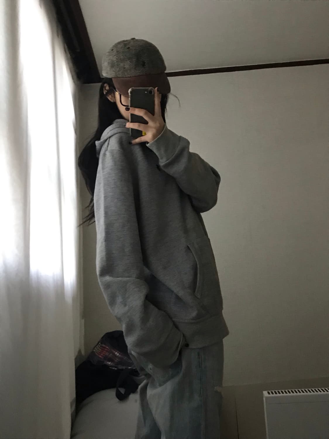 폴로 그레이 오버핏 후드집업 상품이미지4