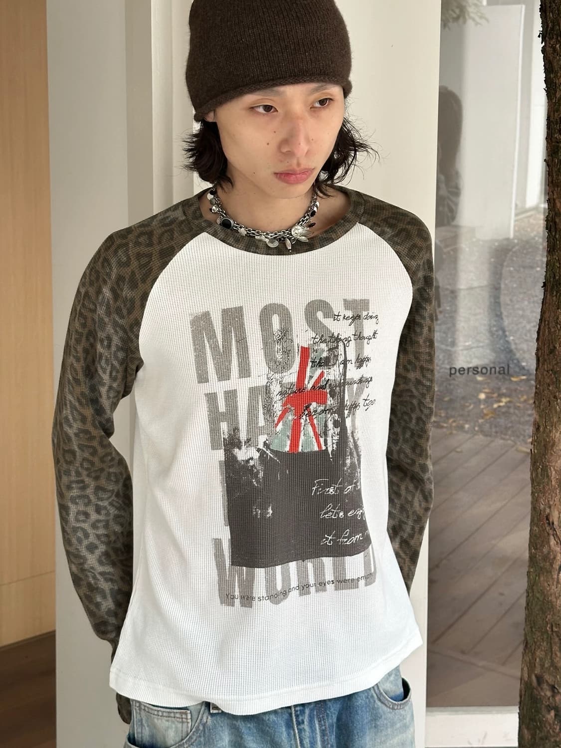 레오파드 래글런 롱슬리브 티셔츠 상품이미지3