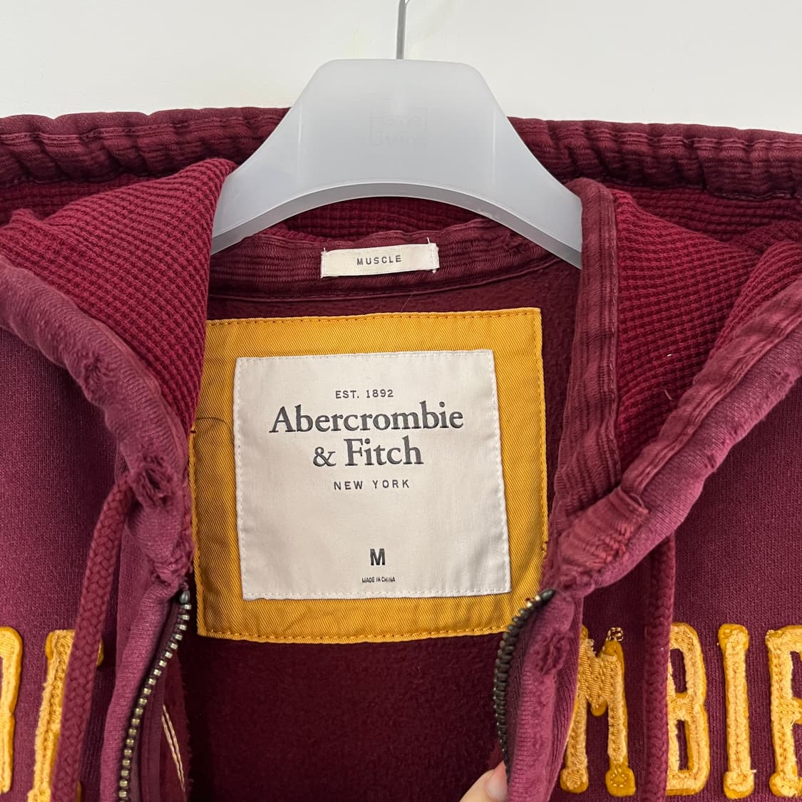 아베크롬비 자수로고 버건디 후드집업 상품이미지6