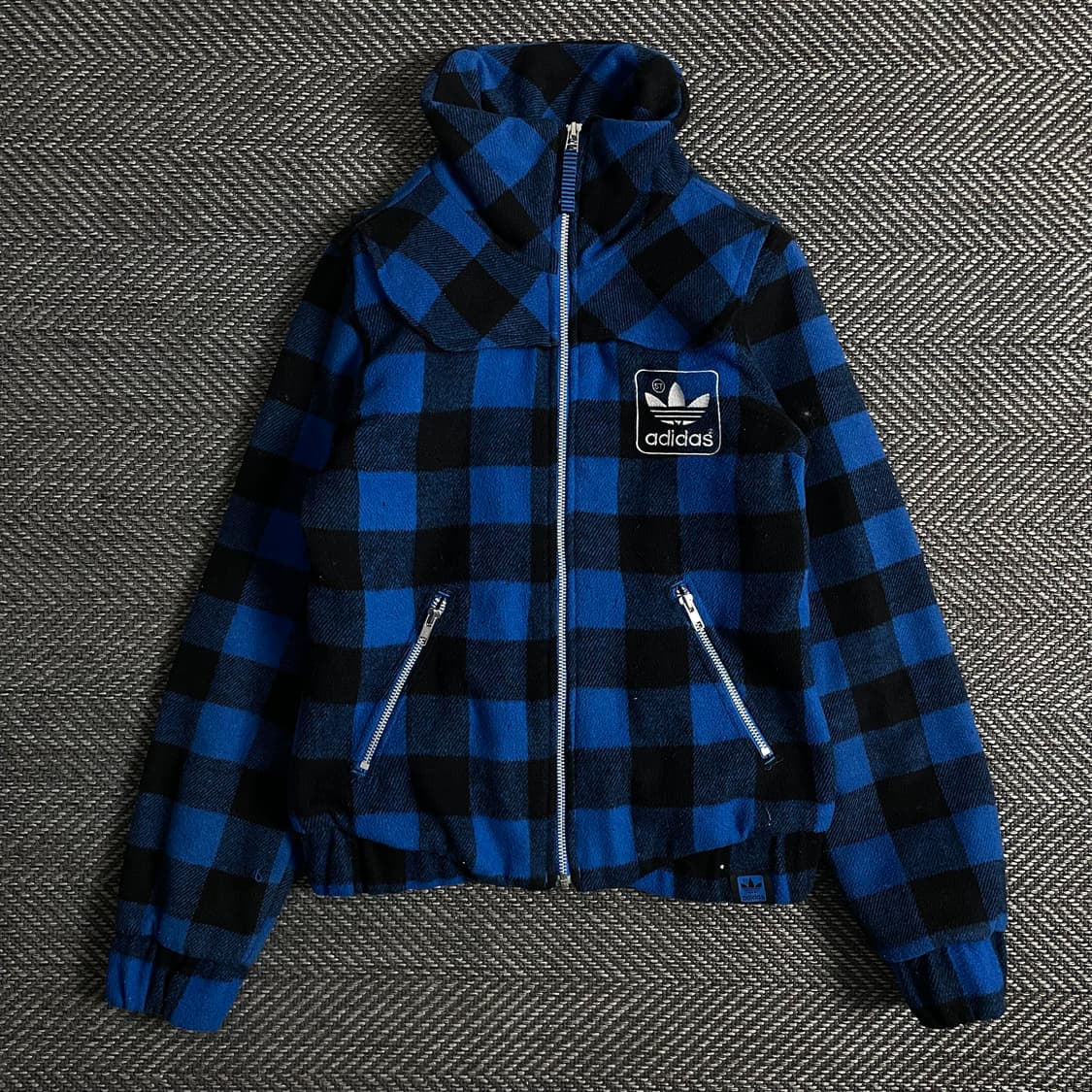 00s 아디다스 y2k 빈티지 버팔로 체크 크롭 모직 자켓y 3012 상품이미지1