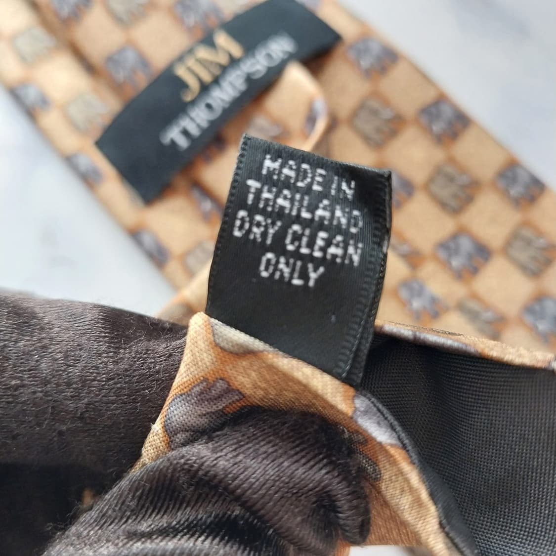 짐톰슨 실크 브라운 코끼리 패턴 넥타이 9.1cm A+등급 K1707
 상품이미지10