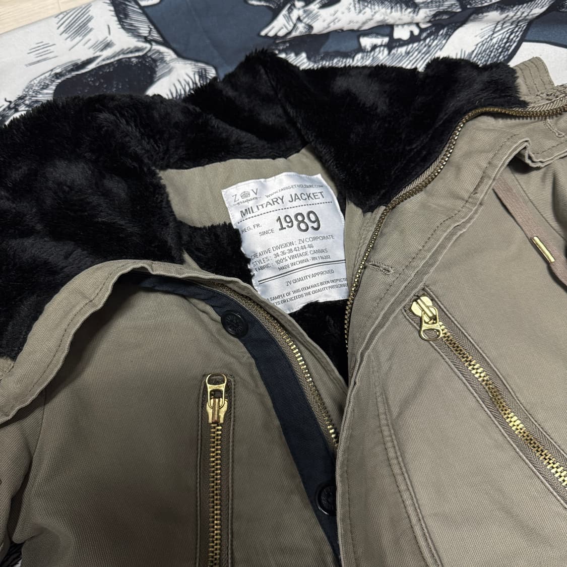 쟈딕앤볼테르 안감 퍼 밀리터리야상 XS사이즈  상품이미지5