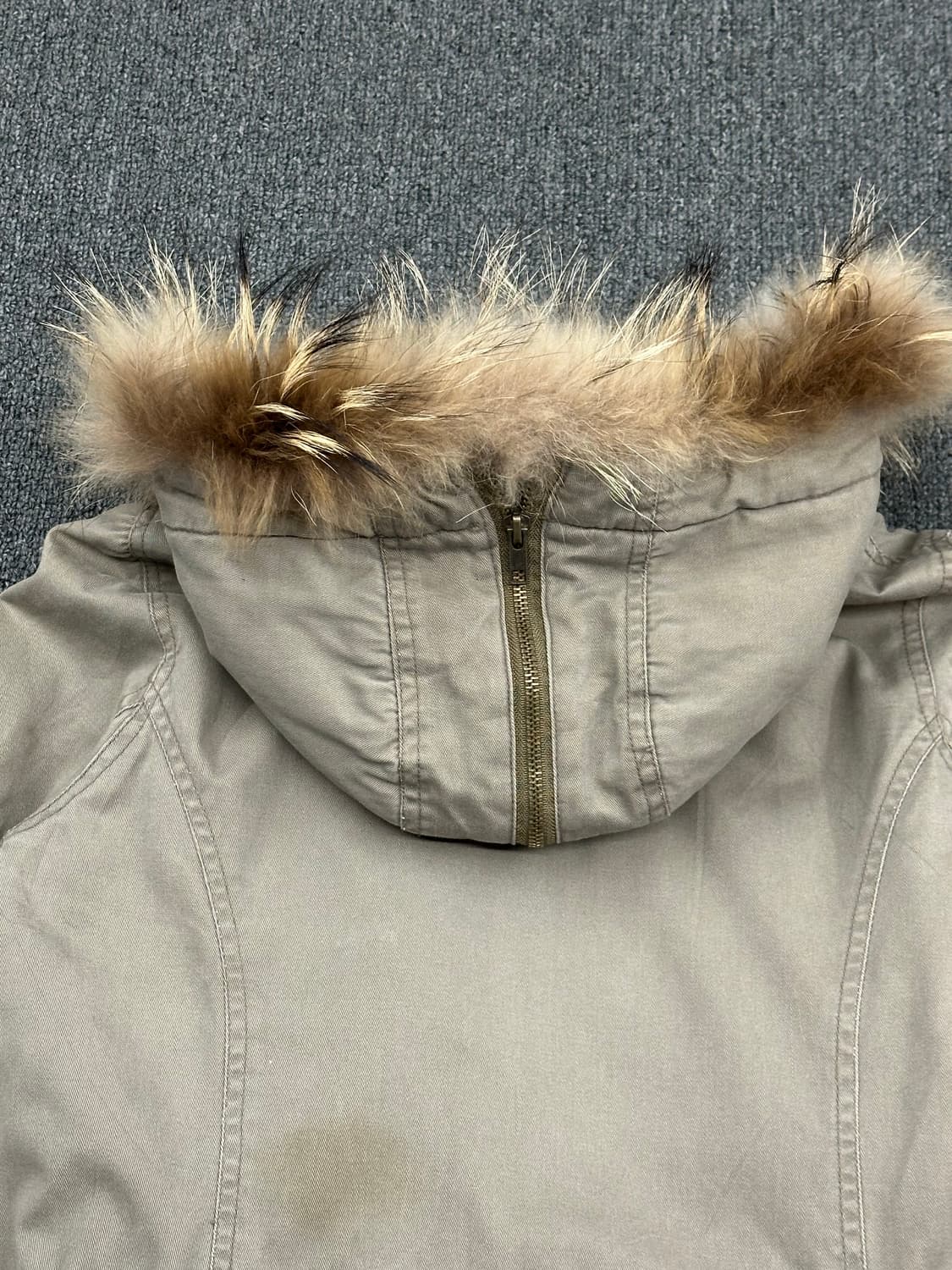 M)INGNI vintage 여성 베이지 퍼 후드 야상 자켓 상품이미지7