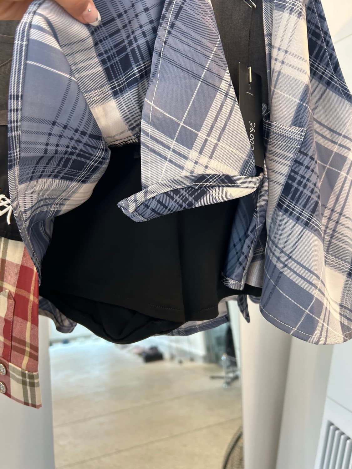 check shirt layered skirt 상품이미지4