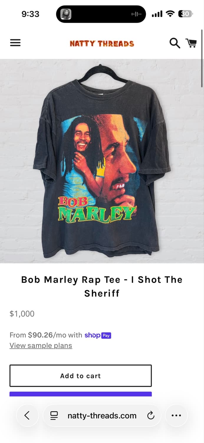 Vintage 90s Bob Marley Bootleg Rap Tee 상품이미지10