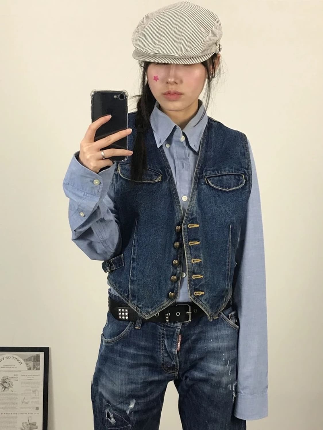 90s Satisfaction Denim Vest 상품이미지1