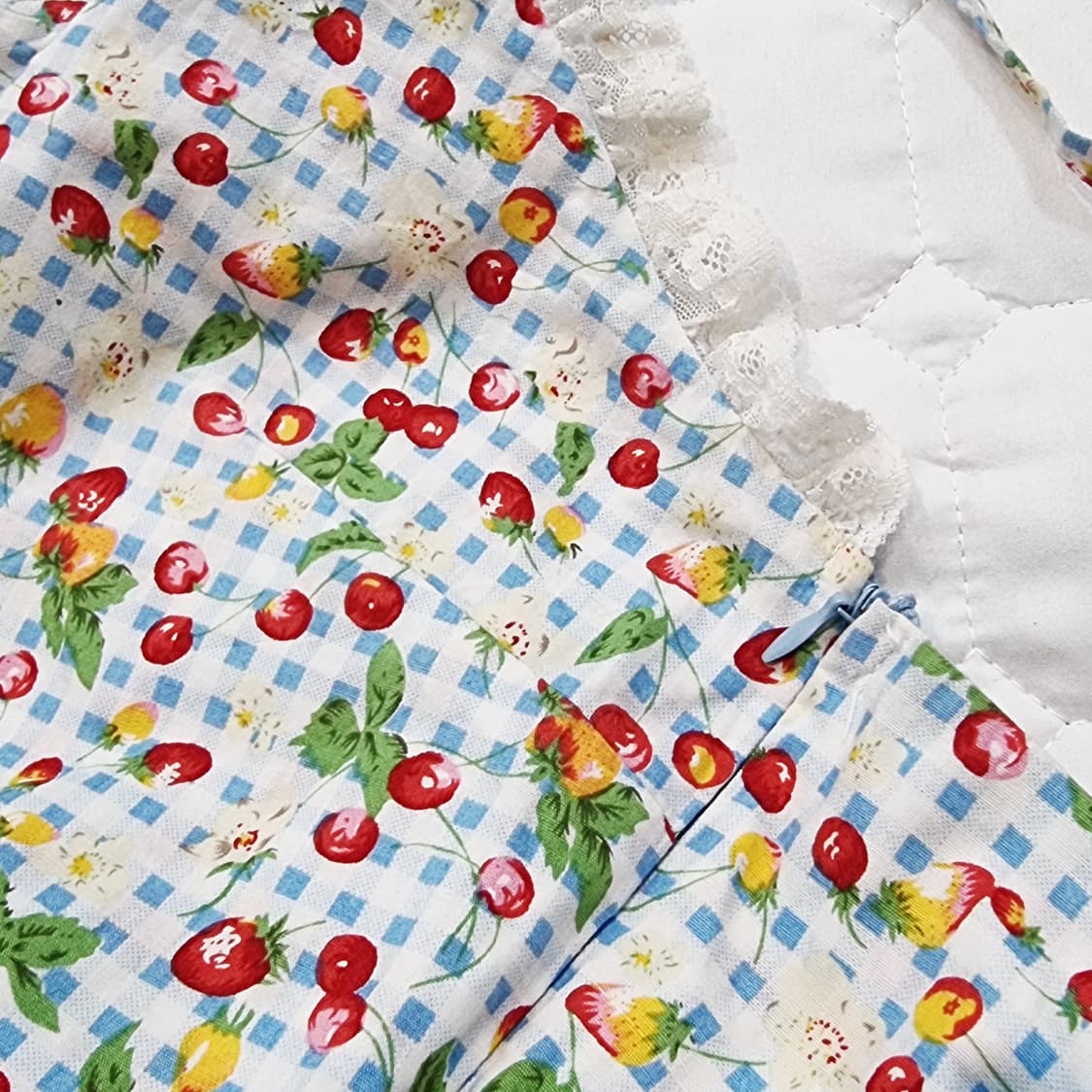 빈티지 딸기체리 체크 미니원피스 상품이미지5