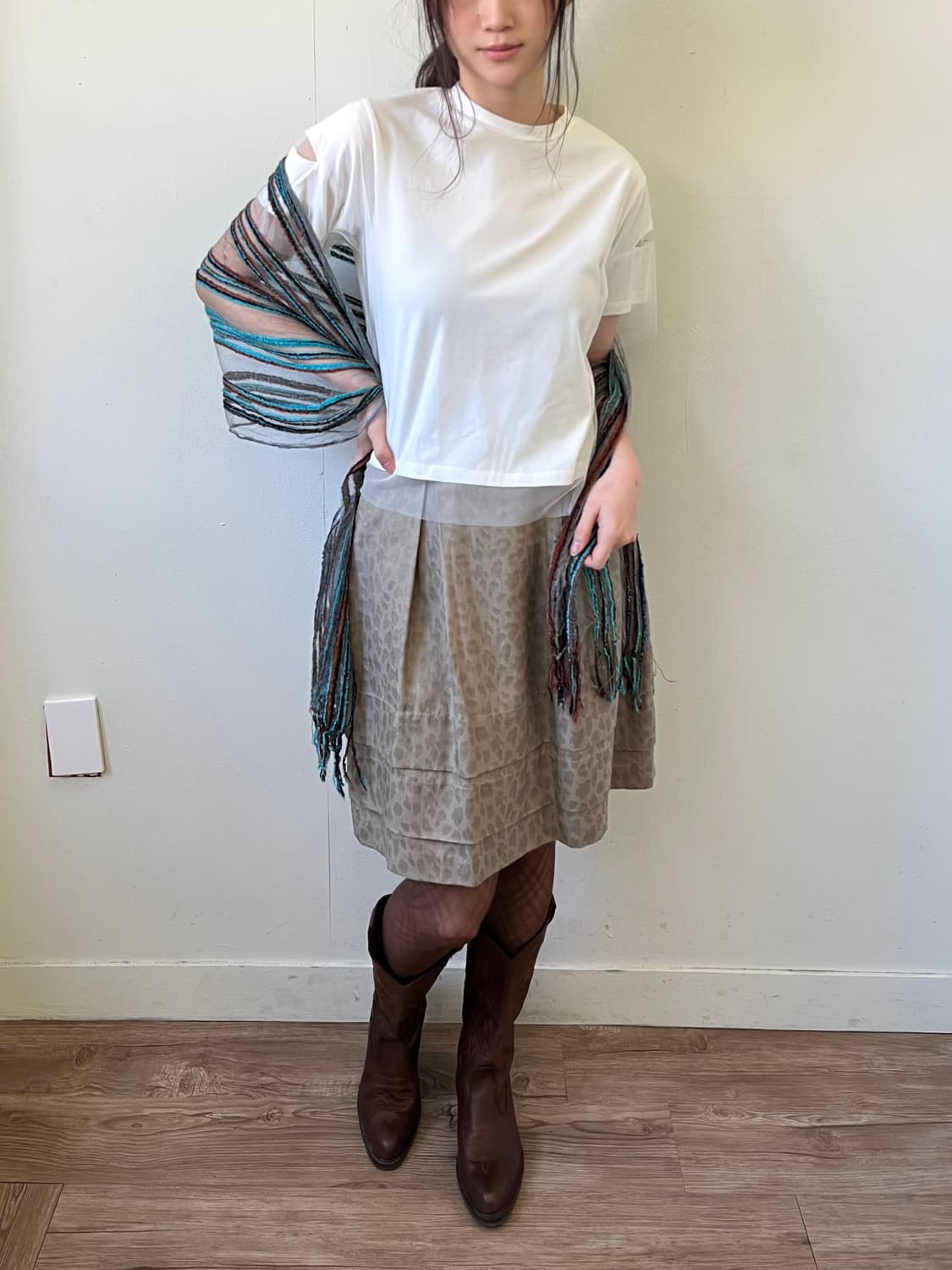 Japan vtg 시스루 머플러 상품이미지7