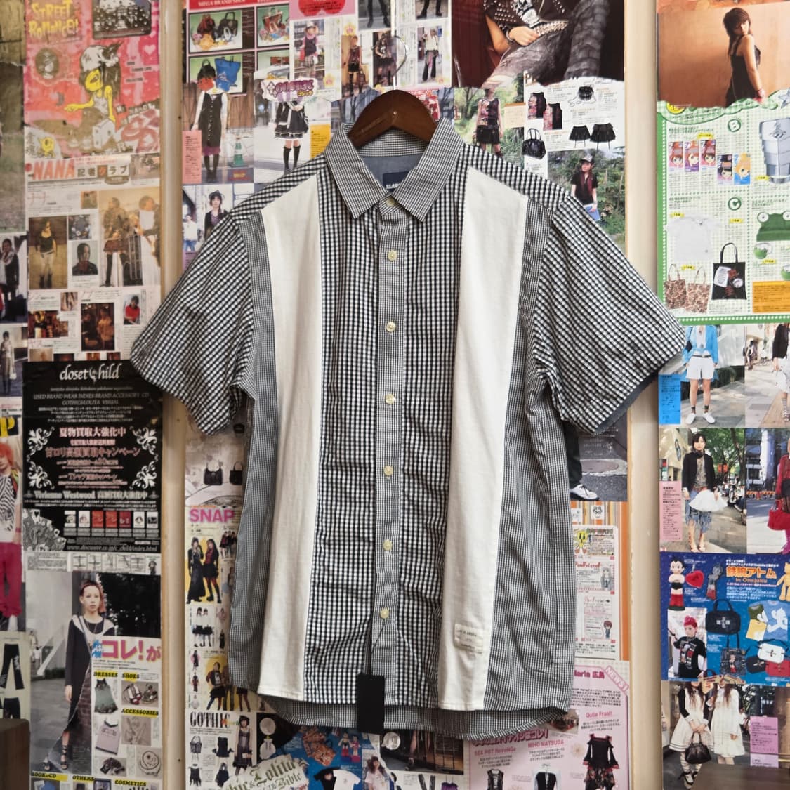 JPN 엑스라지 체크 배색 반팔 셔츠 상품이미지2