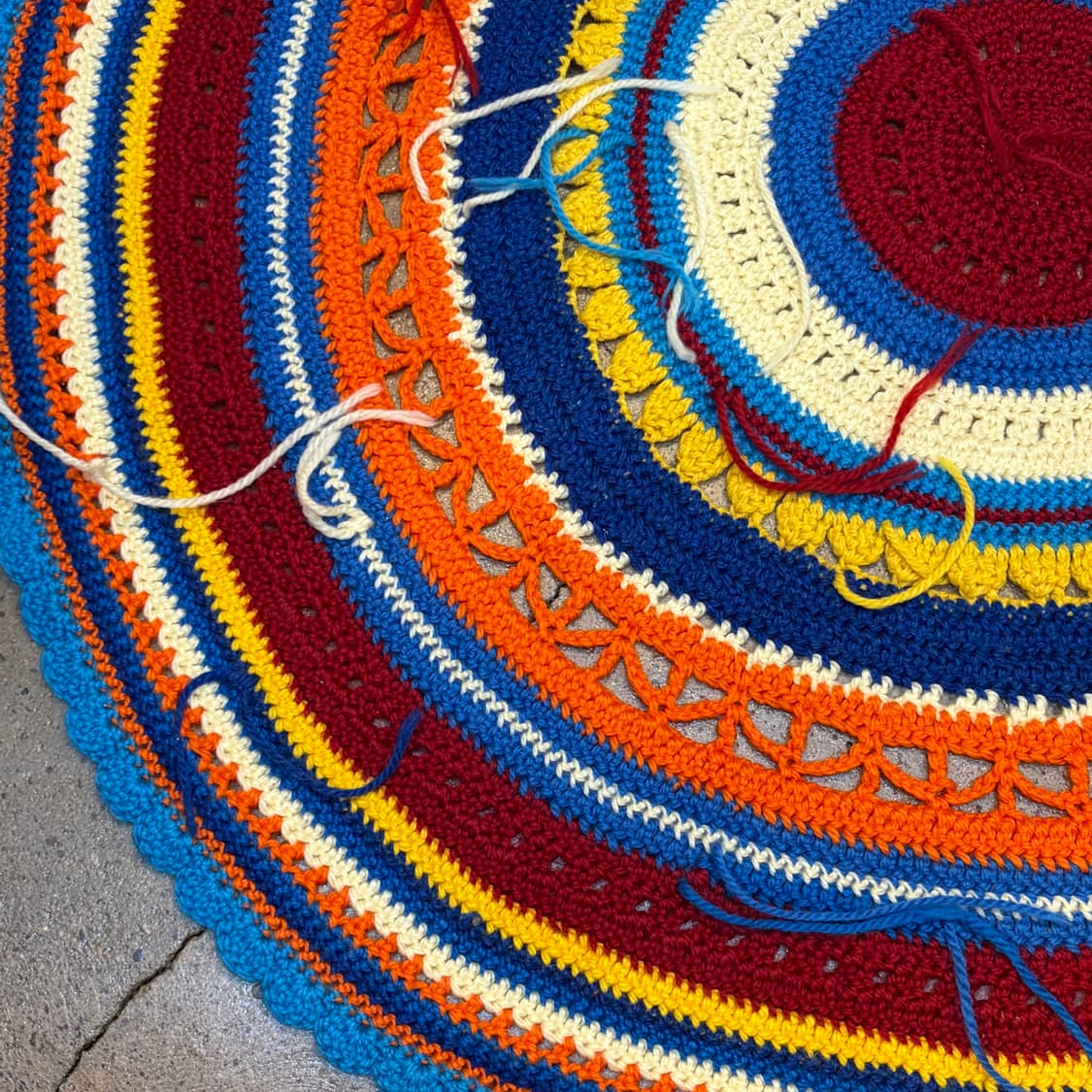 새상품 90s USA 니트 울 카페트 러그 매트 상품이미지3