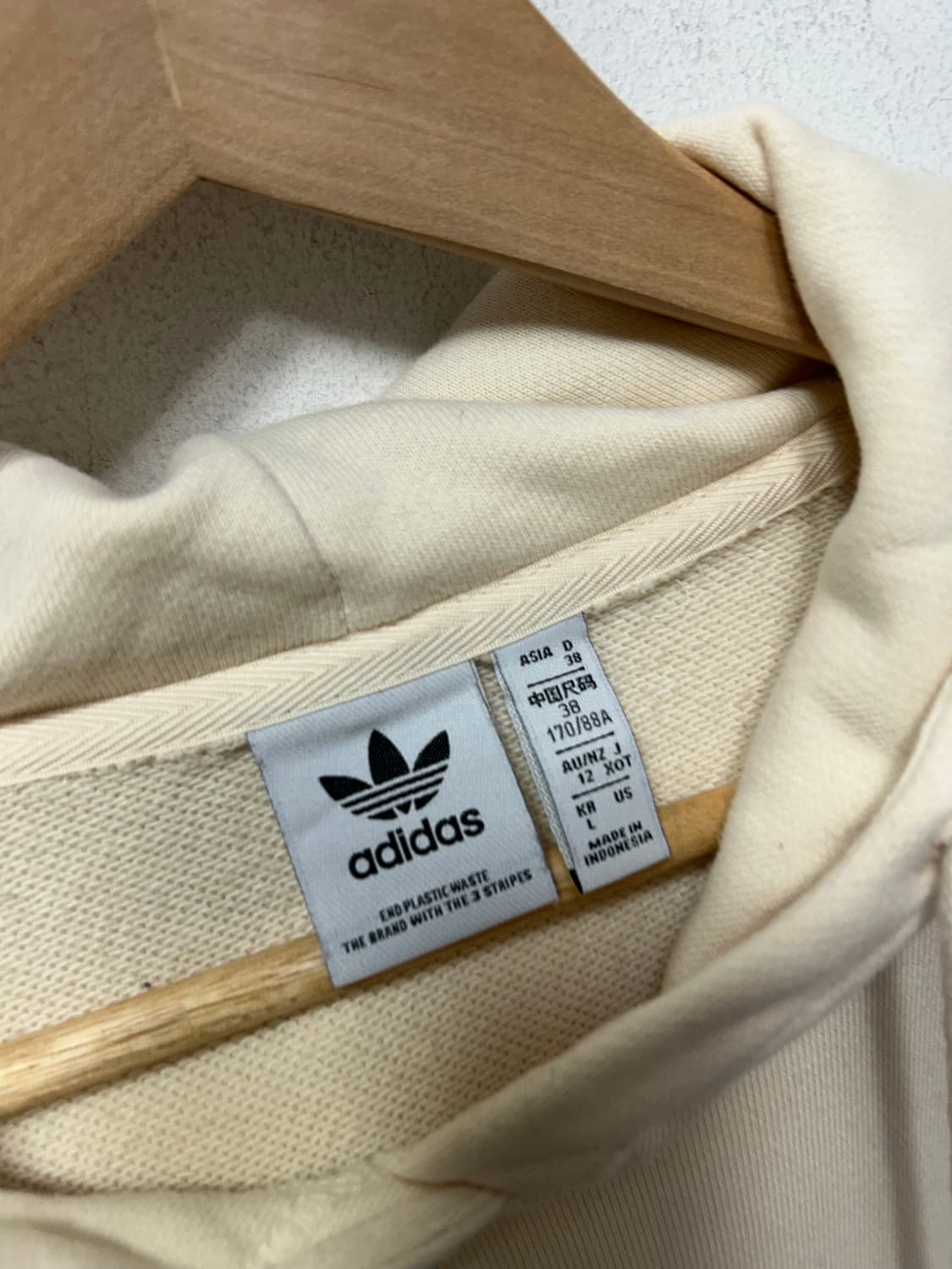 아디다스 여성 후드 아노락 크롭긴팔 베이지 L 상품이미지3