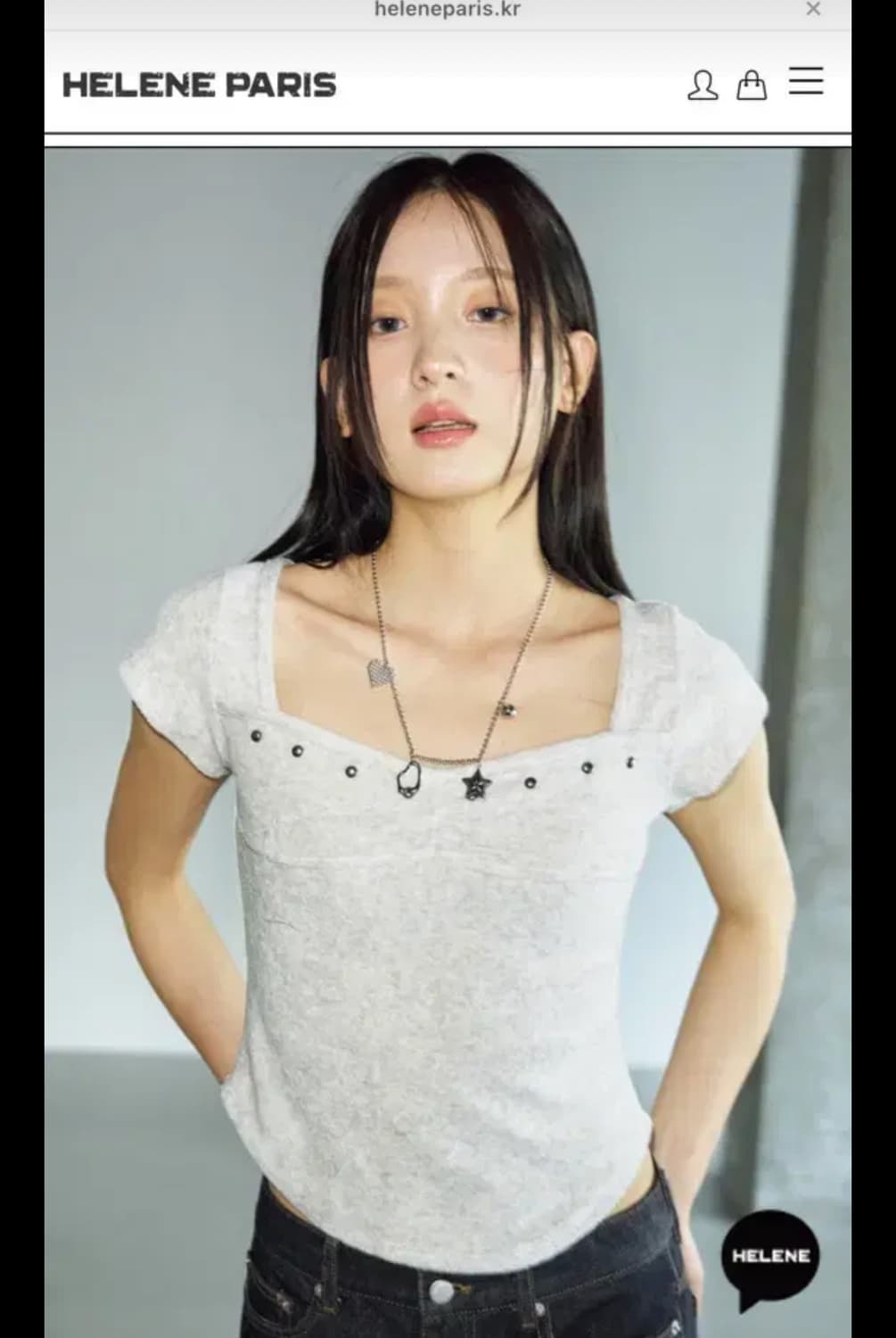 새상품|헬레네파리 테리 스터드 티셔츠 오트밀 상품이미지4