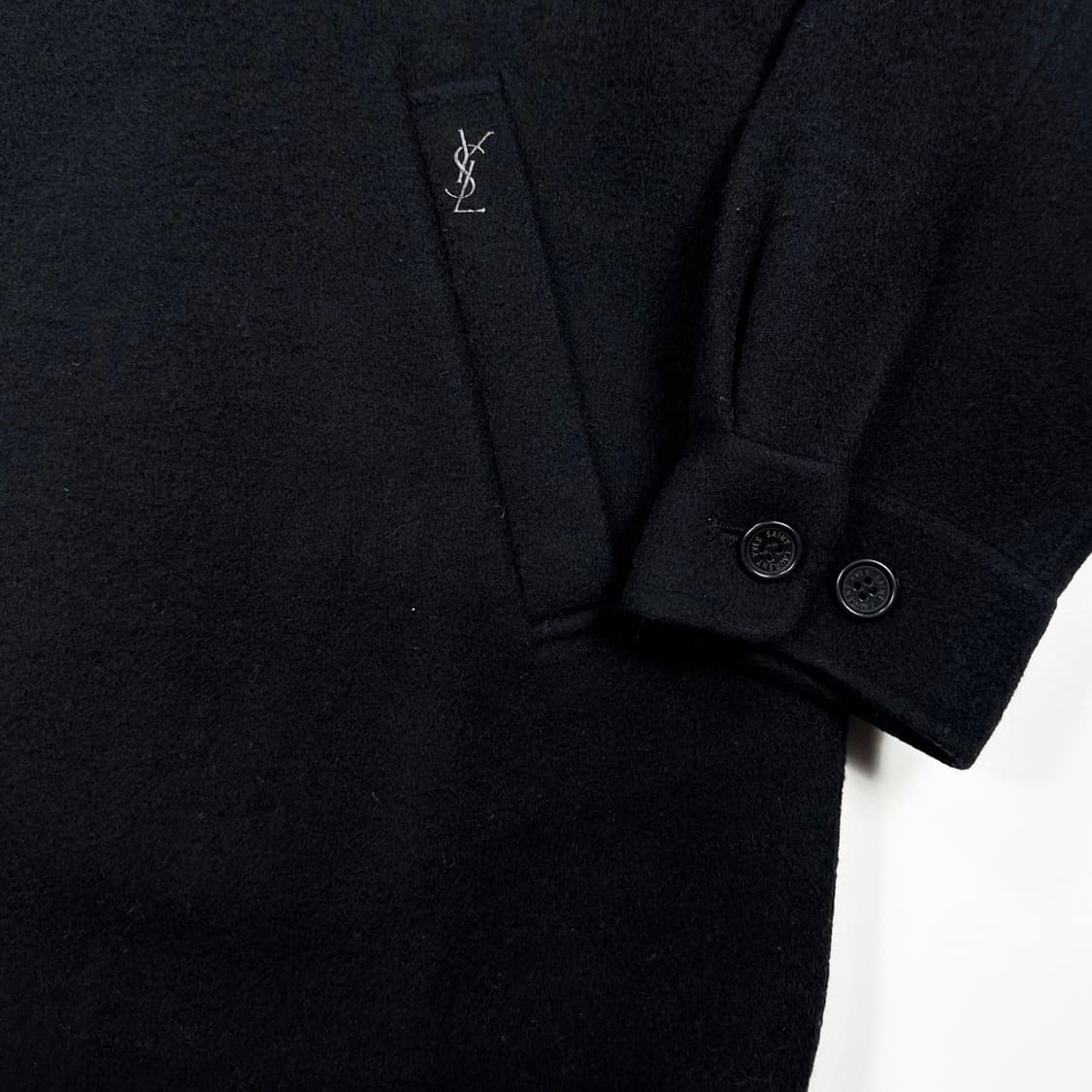 입생로랑 레트로 울 모직 블랙 코트 자켓 (M) 상품이미지5
