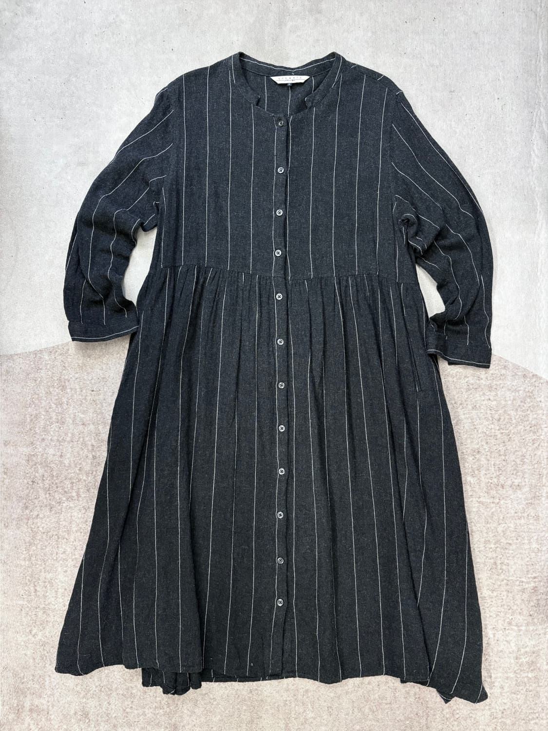 LILASIC 코튼울 스트라이프 롱 원피스  상품이미지1