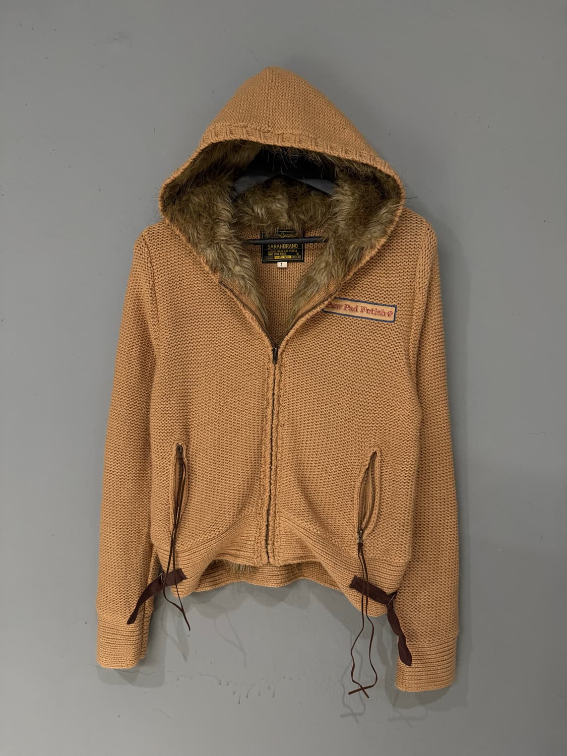 fur trimming point knit hood zip-up  상품이미지6