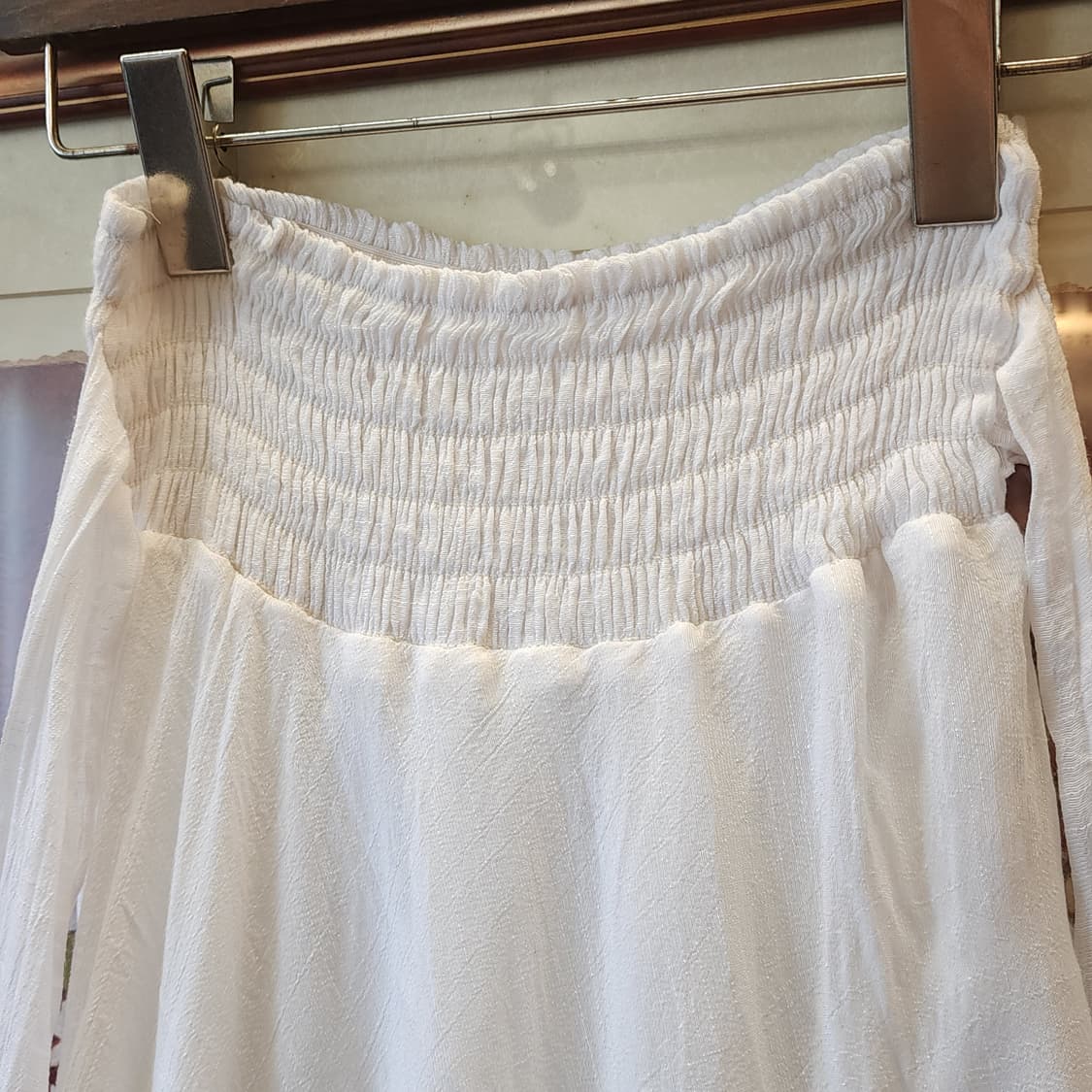 90s 빈티지 스커트 유럽  화이트 스커트 밴딩 허리끈 상품이미지3