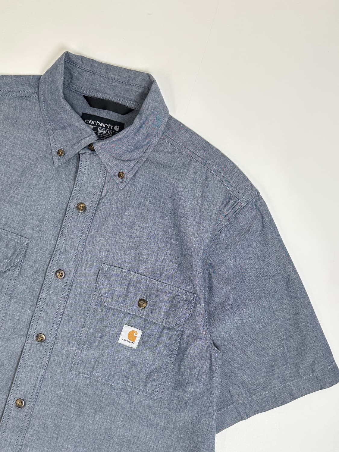 칼하트 CARHARTT 루즈핏 투포켓 샴브레이 데님 반팔셔츠 상품이미지2