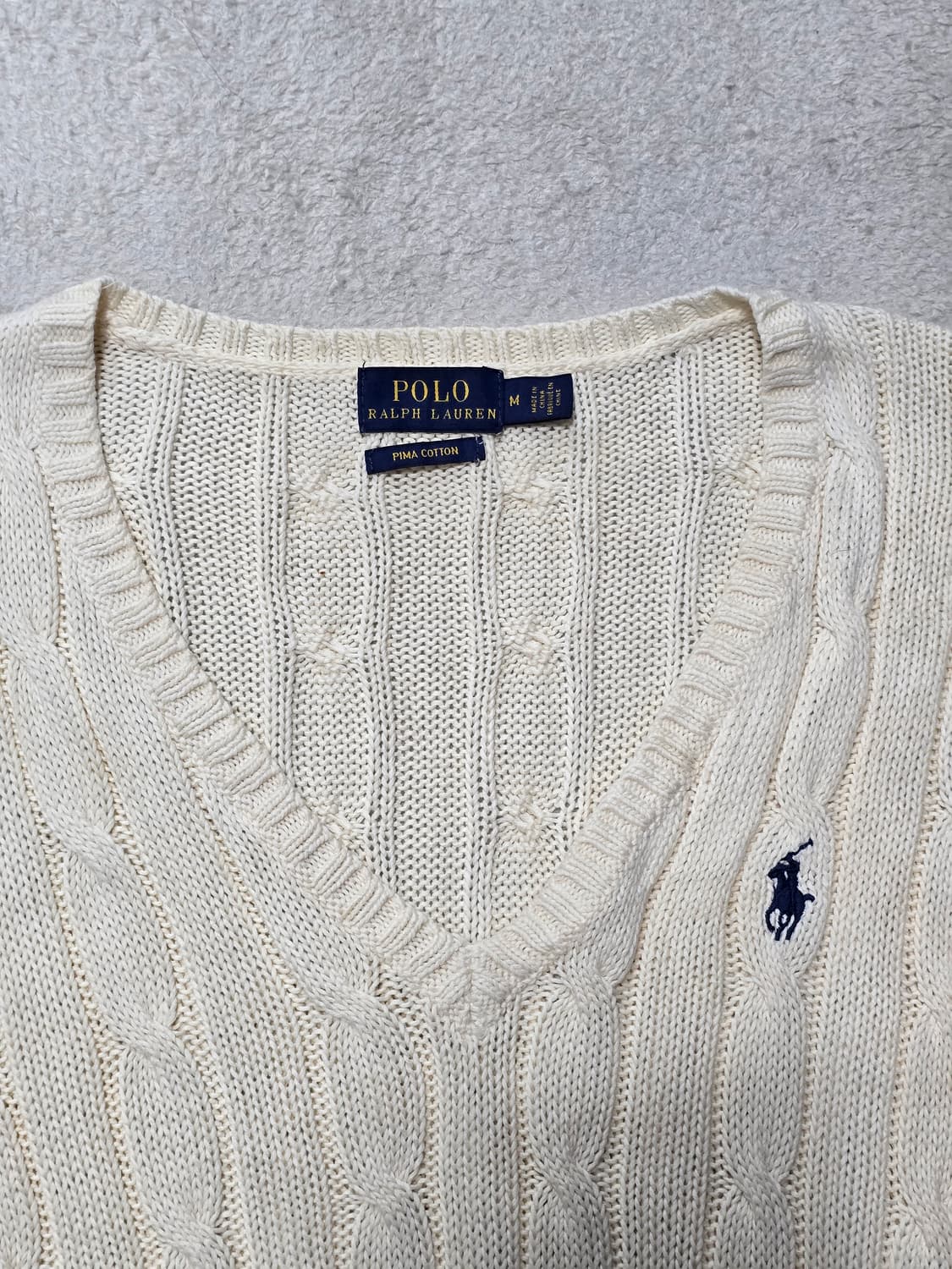 폴로랄프로렌 케이블 코튼 브이넥 니트 M 상품이미지4