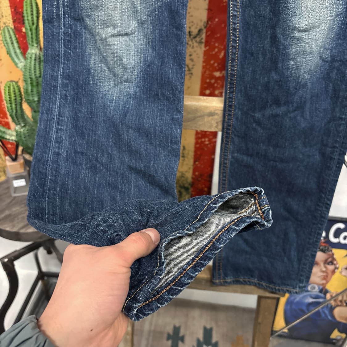 00s 에드윈 익스클루시브 423XV 캣브러쉬 워싱 데님팬츠 N1196 상품이미지4