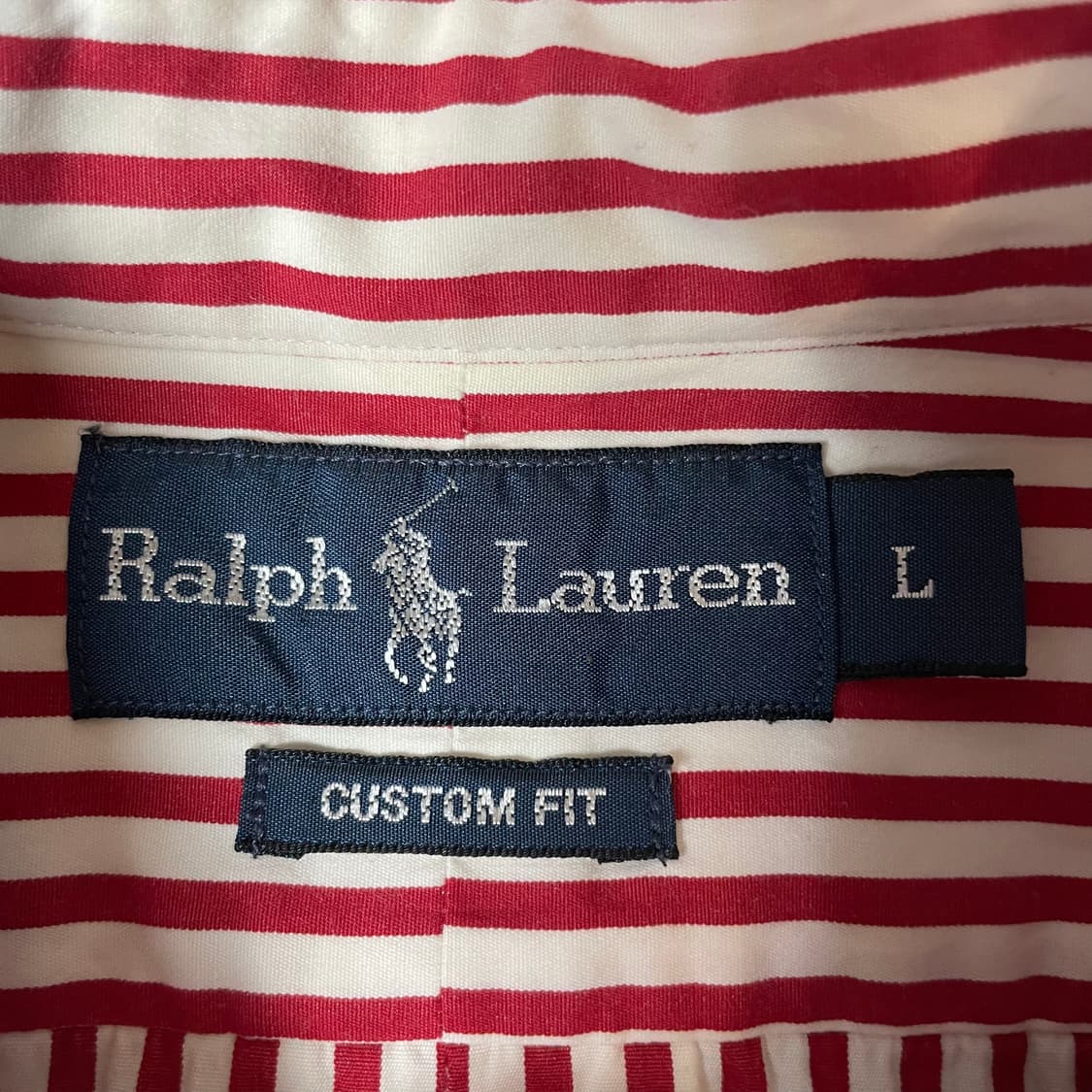 폴로랄프로렌 빅로고 커스텀핏 레드 스트라이프 셔츠 L 상품이미지4