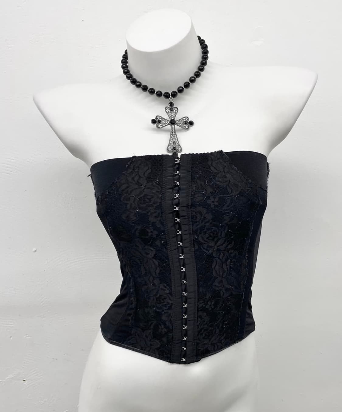 블랙 고딕 펑크 레이스 코르셋 상품이미지1