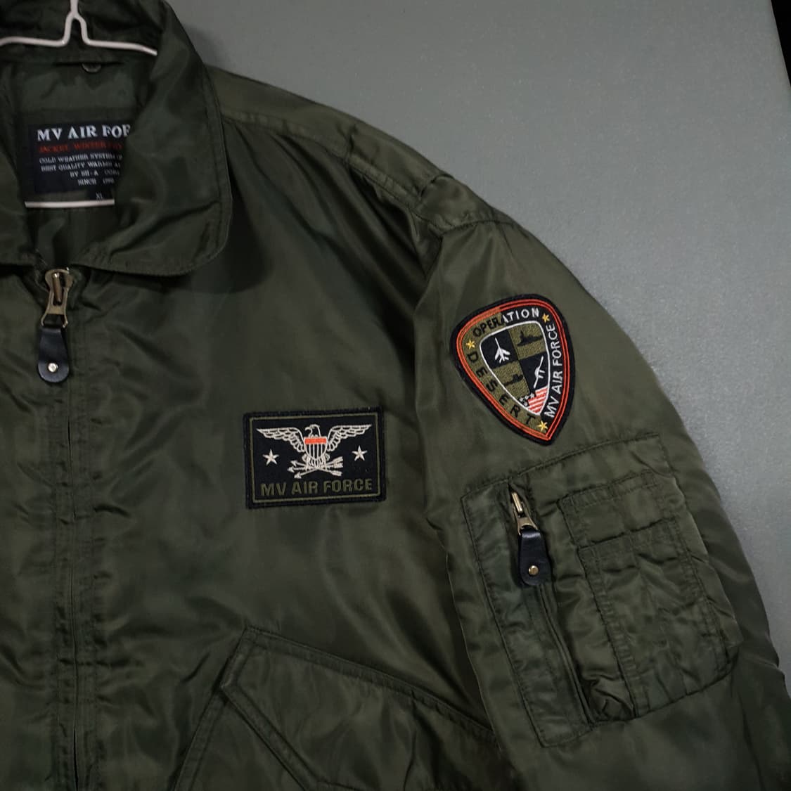 MV 에어포스 밀리터리 MA-1 누빔 점퍼 플라이트 자켓 카키 XL 상품이미지2